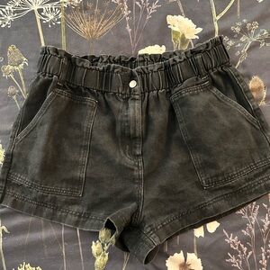 Black High-Waisted Denim Shorts